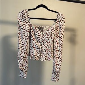 Reformation Red Floral Blouse
